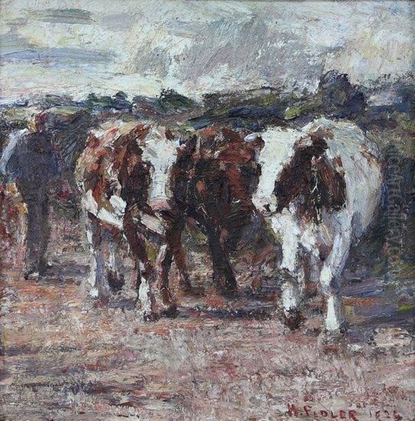 Cattle Oil Painting by Harry Filder