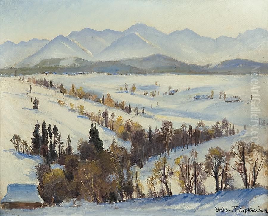 View To The Tatras Oil Painting by Stefan Filipkiewicz