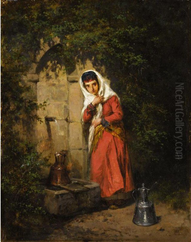 At The Well Oil Painting by Konstantin Nikolaevich Filipov