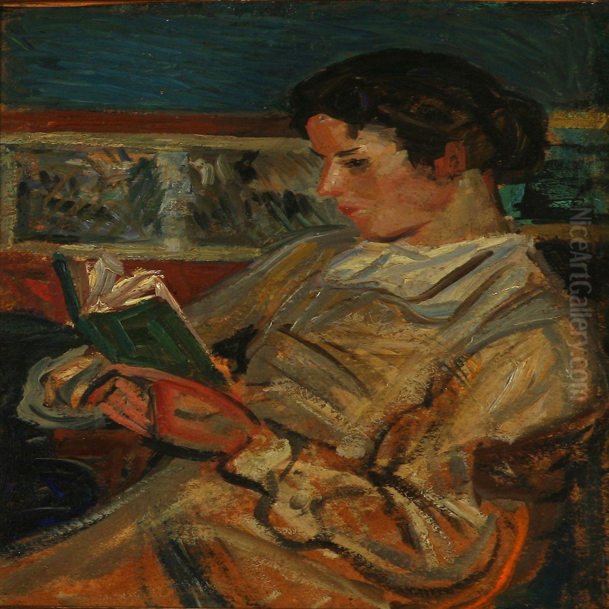 Laesende Dame Oil Painting by Ludvig Find