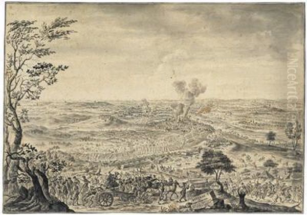 Die Schlacht Beihochkirchen Oil Painting by Franz Paul Findenigg