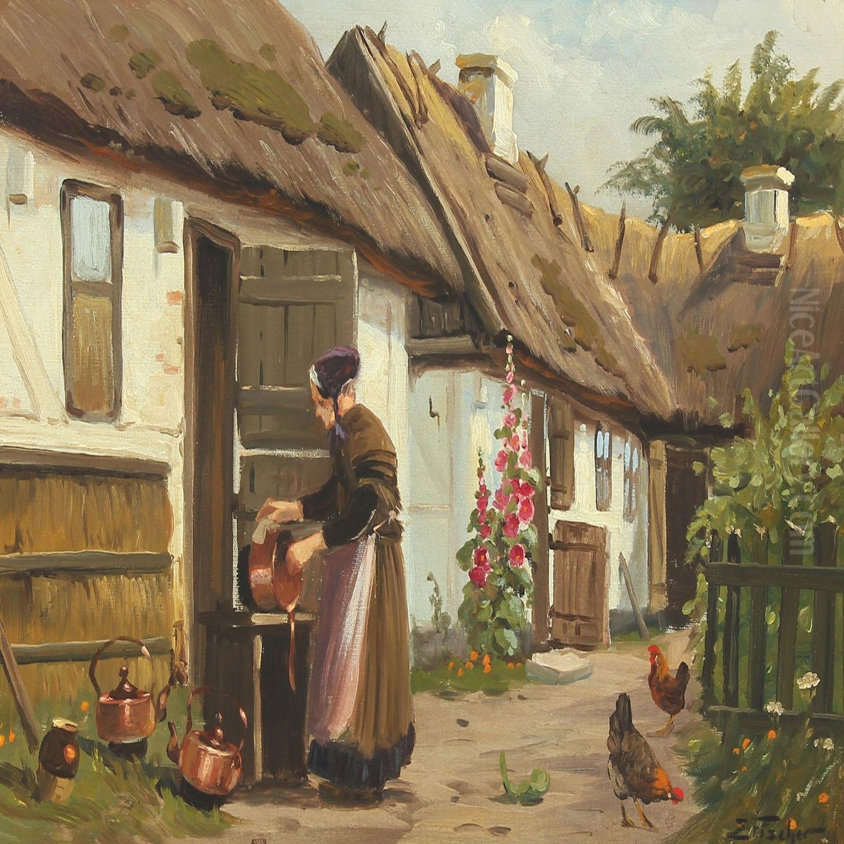 Farm House. Oil Painting by Edmund Fischer