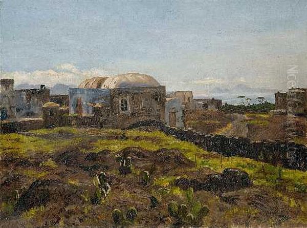 Sudlandischesdorf Oil Painting by Ernst Albert Fischer-Corlin