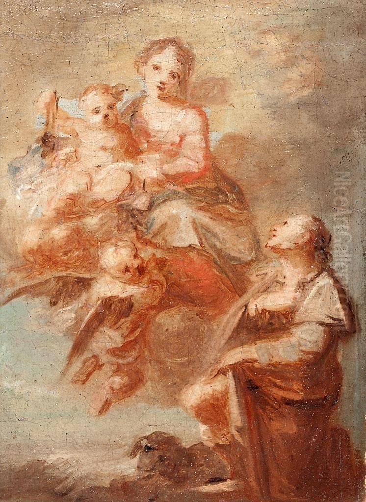 La Virgen Con El Nino Jesus Y San Roque Oil Painting by Fedele Fischetti