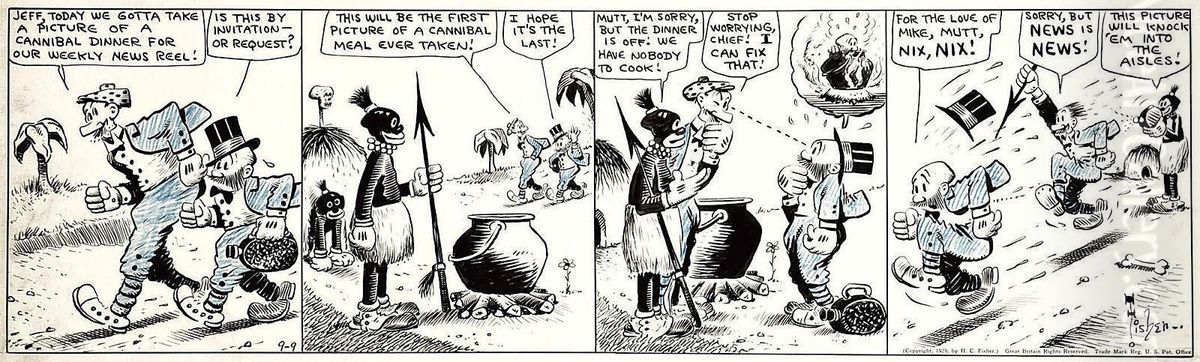 Mutt And Jeff Oil Painting by Bud, Harry Conway Fisher