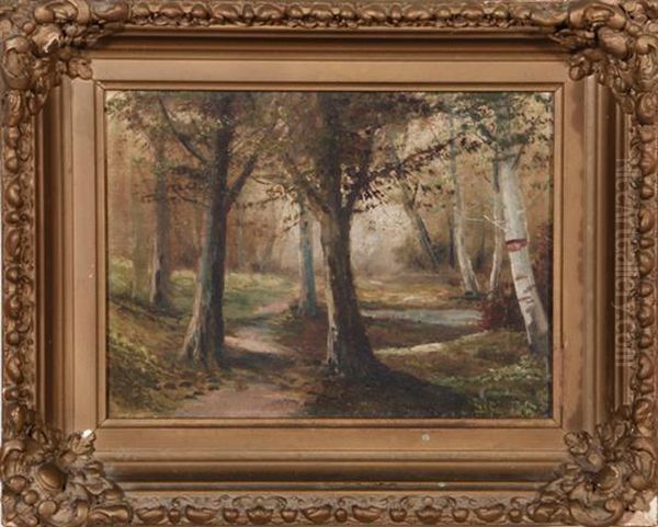 Forest Landscape Oil Painting by D.A. Fisher
