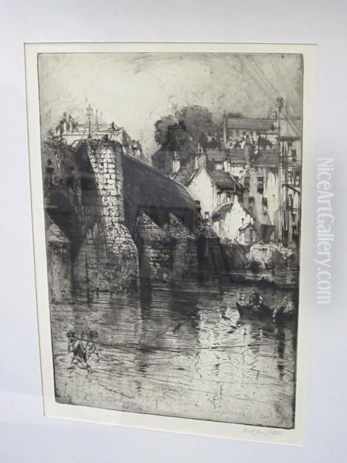 Dumfries Bridge Oil Painting by E. Hedley Fitton