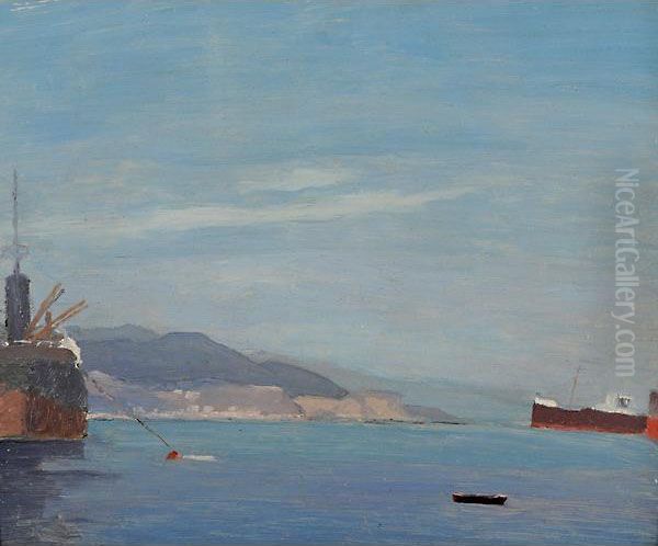 Veduta Di Porto Oil Painting by Napoleone G. Fiumi