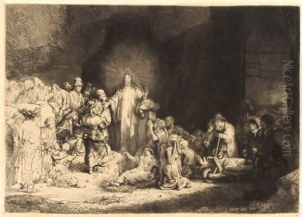 Hundertguldenblatt - Christus Heilt Die Kranken Oil Painting by Flameng, Leopold