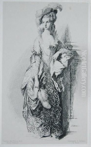 Portret Damy Oil Painting by Flameng, Leopold