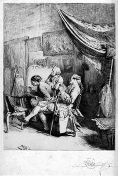 Der Maler In Seinem Studio Oil Painting by Flameng, Leopold