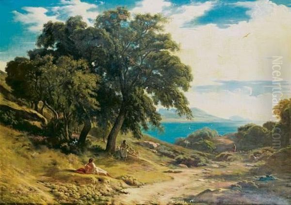 Les Environs De Marseille, Vue Du Mont Redon Oil Painting by Paul Flandrin