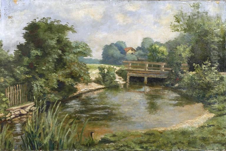 Sommerlich-sonnige Bachlandschaft Oil Painting by Wilhelm Fleckinger