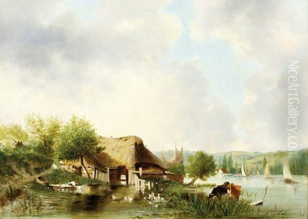 Lavandieres En Normandie Oil Painting by Camille Flers