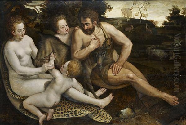 Adam Et Eve Avec Cain Et Abel Oil Painting by Frans Floris