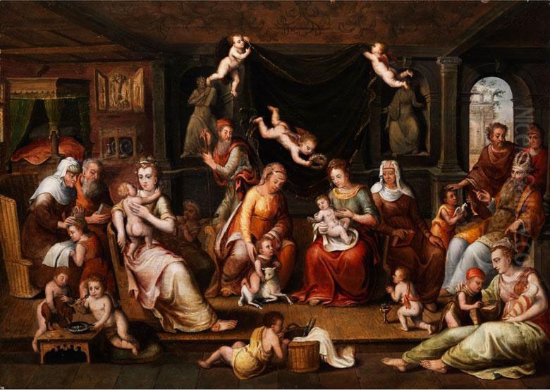 Die Heilige Familie Oil Painting by Frans Floris