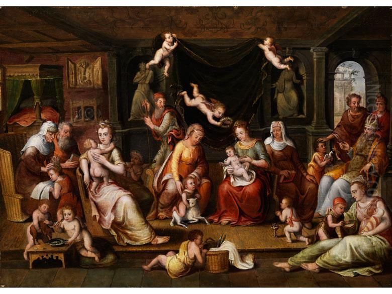 Die Heilige Sippe Mariens Oil Painting by Frans Floris