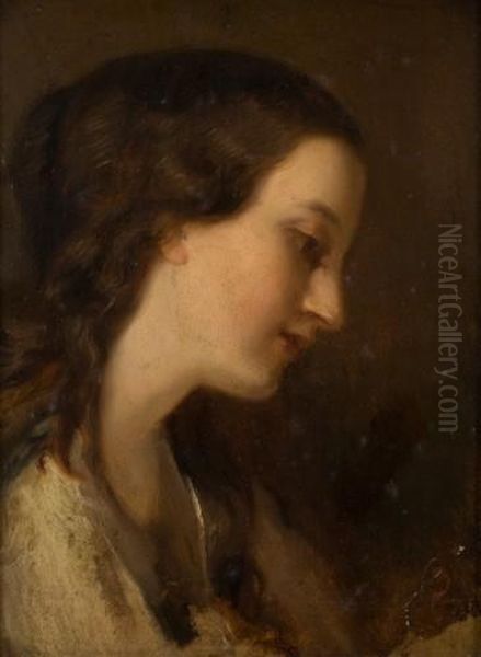 Madchenbildnis Im Profil Oil Painting by Gisbert Fluggen