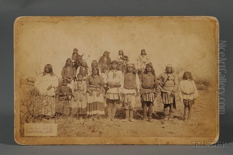 Imperial Cabinet Card Photograph Of Members Of Geronimo's Band Oil Painting by Camillus Sydney Fly
