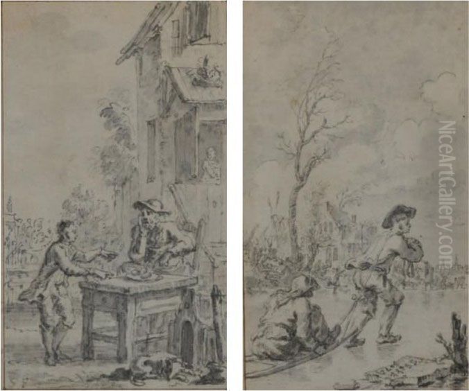 La Marchande D'oeufs Oil Painting by Simon Fokke