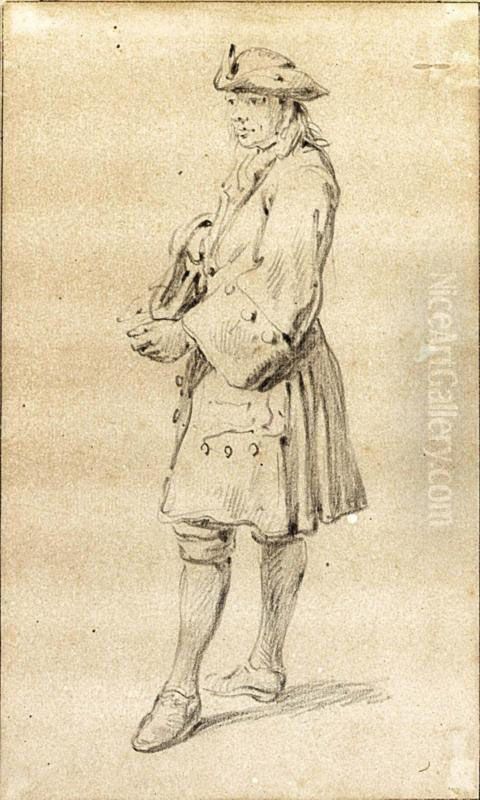 Study Of A Standing Man In A Hat Oil Painting by Simon Fokke