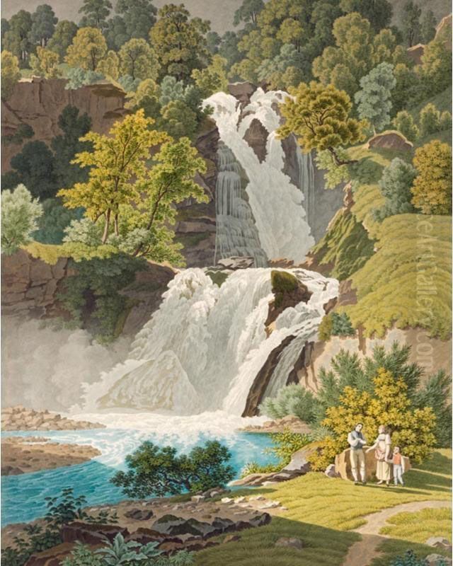 Unterer Reichenbachfall 
Lower Reichenbach Waterfall Oil Painting by Rudolf Follenweider