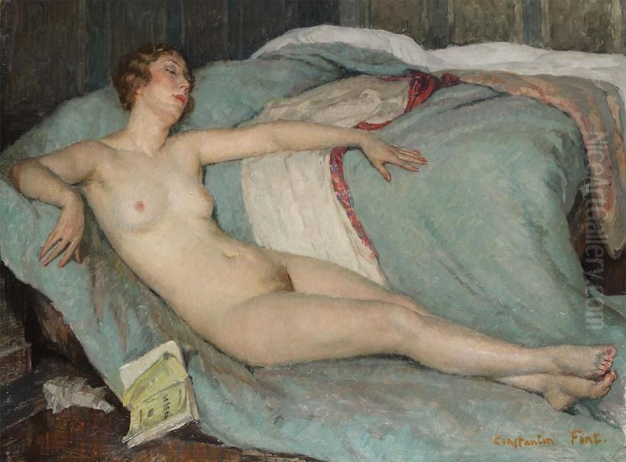Lying Nude Oil Painting by Constantin Font