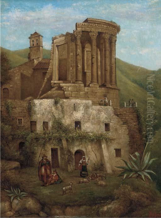 The Temple Of The Sybil Of Vesta - Tivoli - Rome Oil Painting by Frederick Foot