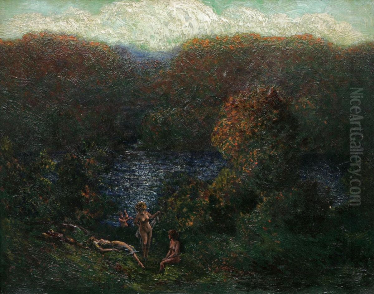 The Lake Oil Painting by Frederick Francis Foottet
