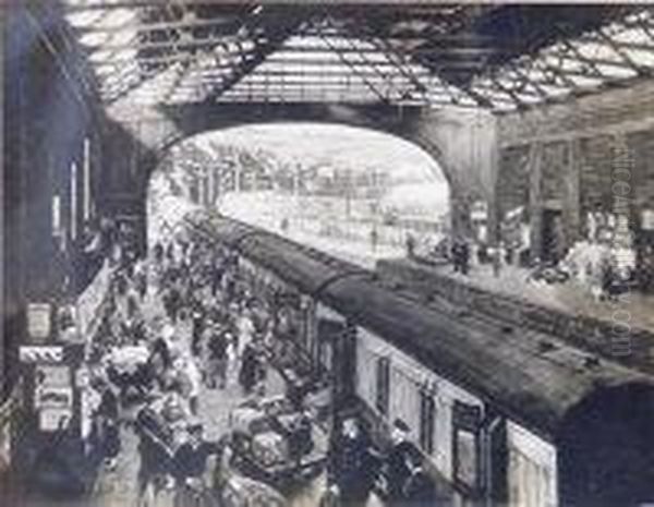 The Terminus (penzance Train Station) Oil Painting by Stanhope Alexander Forbes