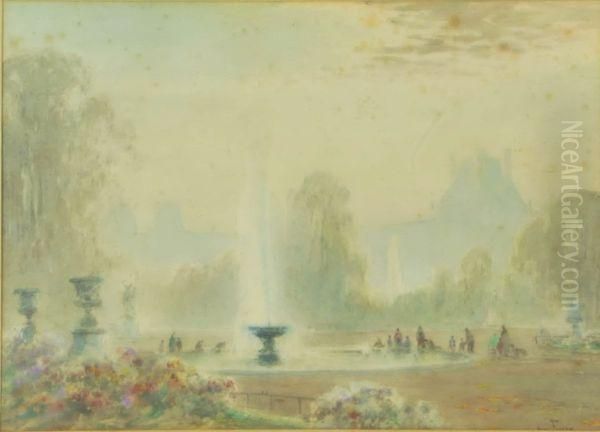 Fontaine Dans Un Parc (versailles ?) Oil Painting by Henri Foreau