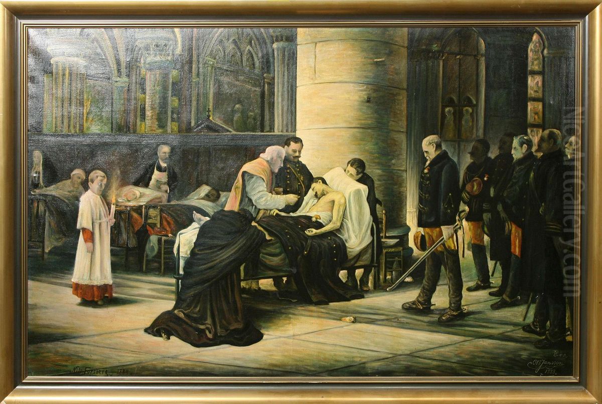 En Hjaltes Dod Oil Painting by Nils The Elder Forsberg