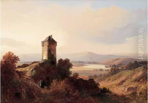 < Vieille Tour Dans La Campagne >. Oil Painting by Simeon Fort