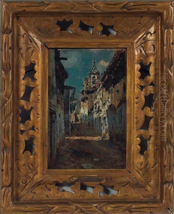 Street Scene Oil Painting by Mariano Jose Maria Bernardo Fortuny y Carbo