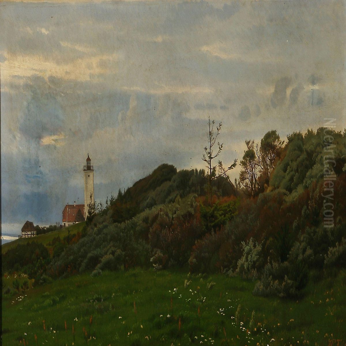 Summer Day At R sn s Lighthouse, Denmark Oil Painting by Harald Foss