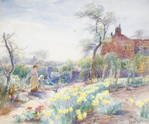 A Cottage Garden, Spring Oil Painting by William Gilbert Foster