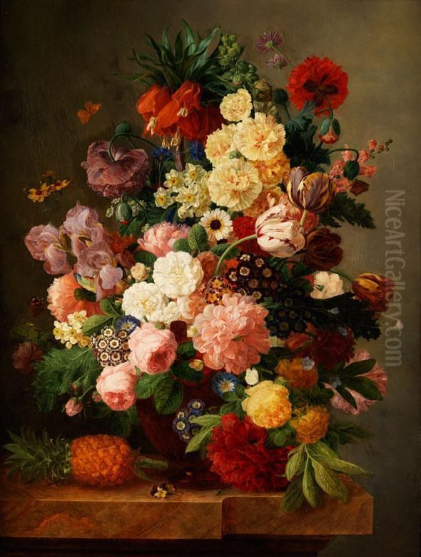 Grosses Blumenstilleben Mitananas Oil Painting by Jean Francois Foucher