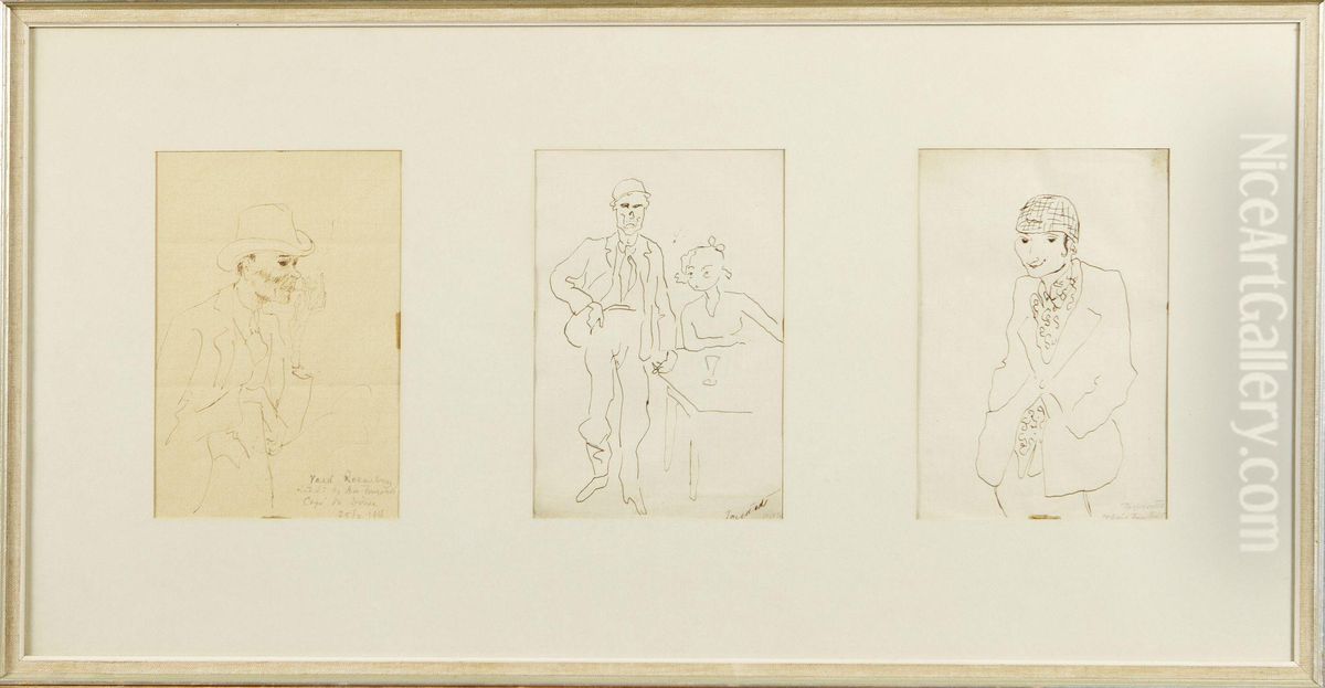 Portratt Skisser Oil Painting by Arvid Fougstedt