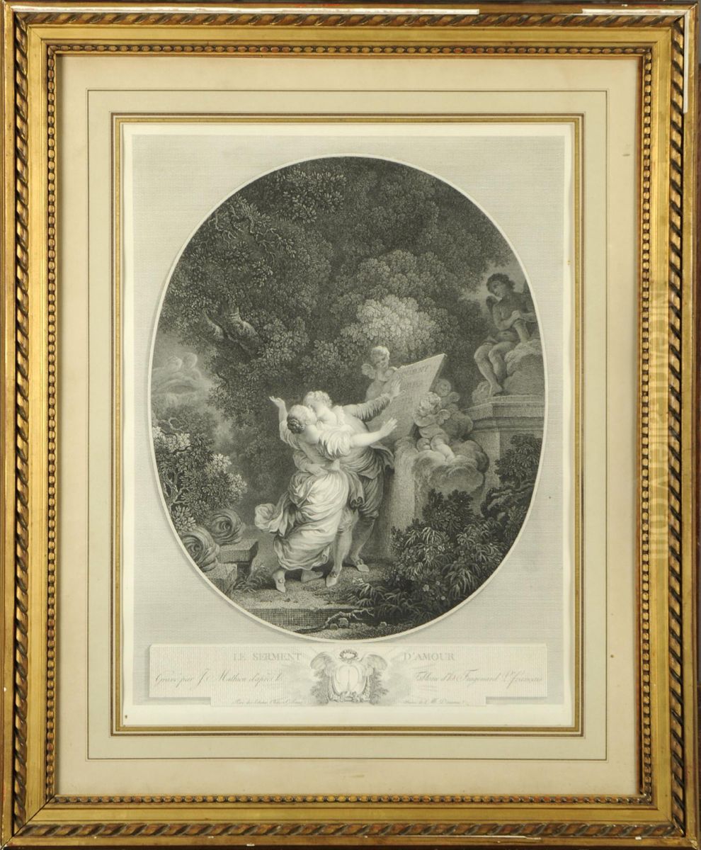 La Bonne Mere - Le Serment D'amour. Oil Painting by Alexandre Evariste Fragonard