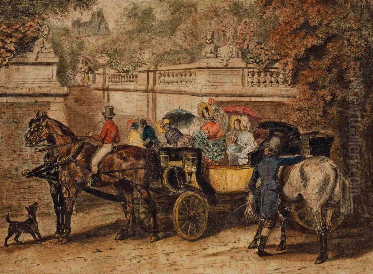 L'arrivee, Par Desmadryl Oil Painting by Pierre Desire Eugene Franc Lamy