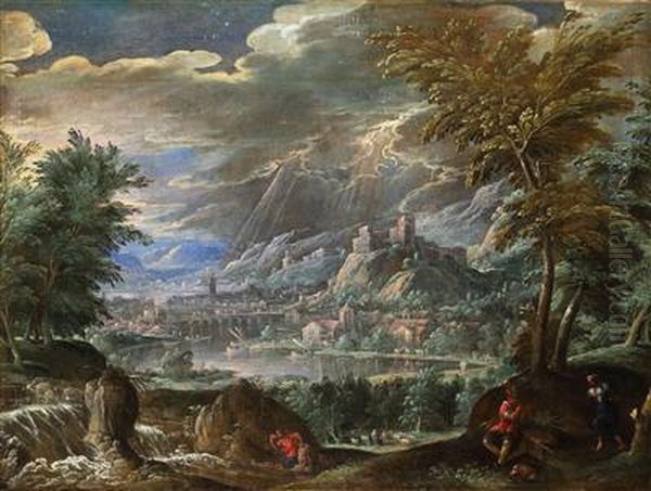 Landschaft Mit Einer Ansicht Von Verona Oil Painting by Paolo Fiammingo