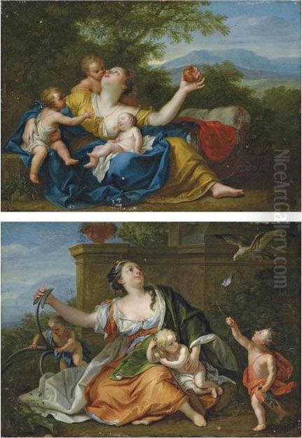 And Marcantonio Franceschini And Studio Charity Oil Painting by Marcantonio Franceschini)