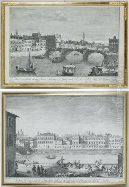 Veduta Di Una Parte Di Lung'arno Oil Painting by Vincenzo Franceschini