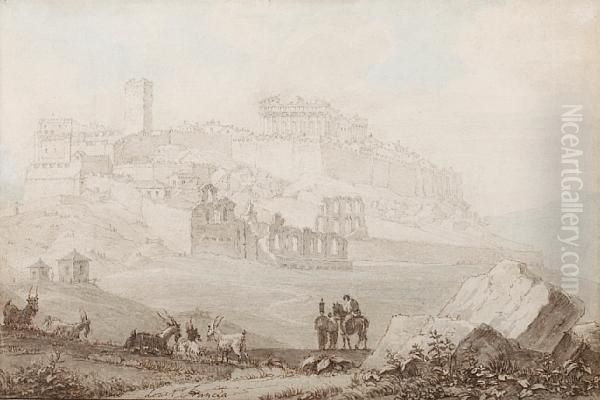 View Of The Acropolis, Athens Oil Painting by Francois Louis Thomas Francia