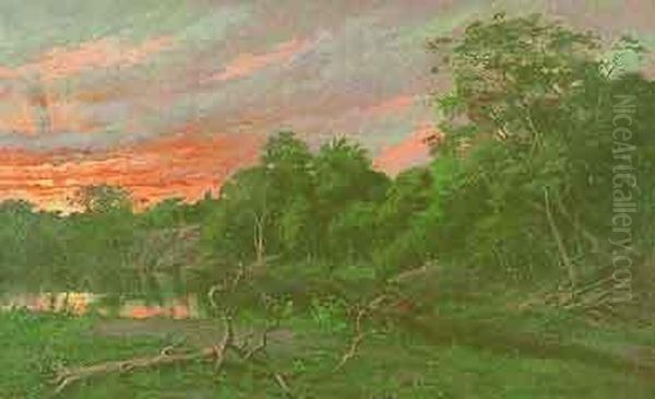 No Jardim Oil Painting by Figueiredo Francisco Aurelio