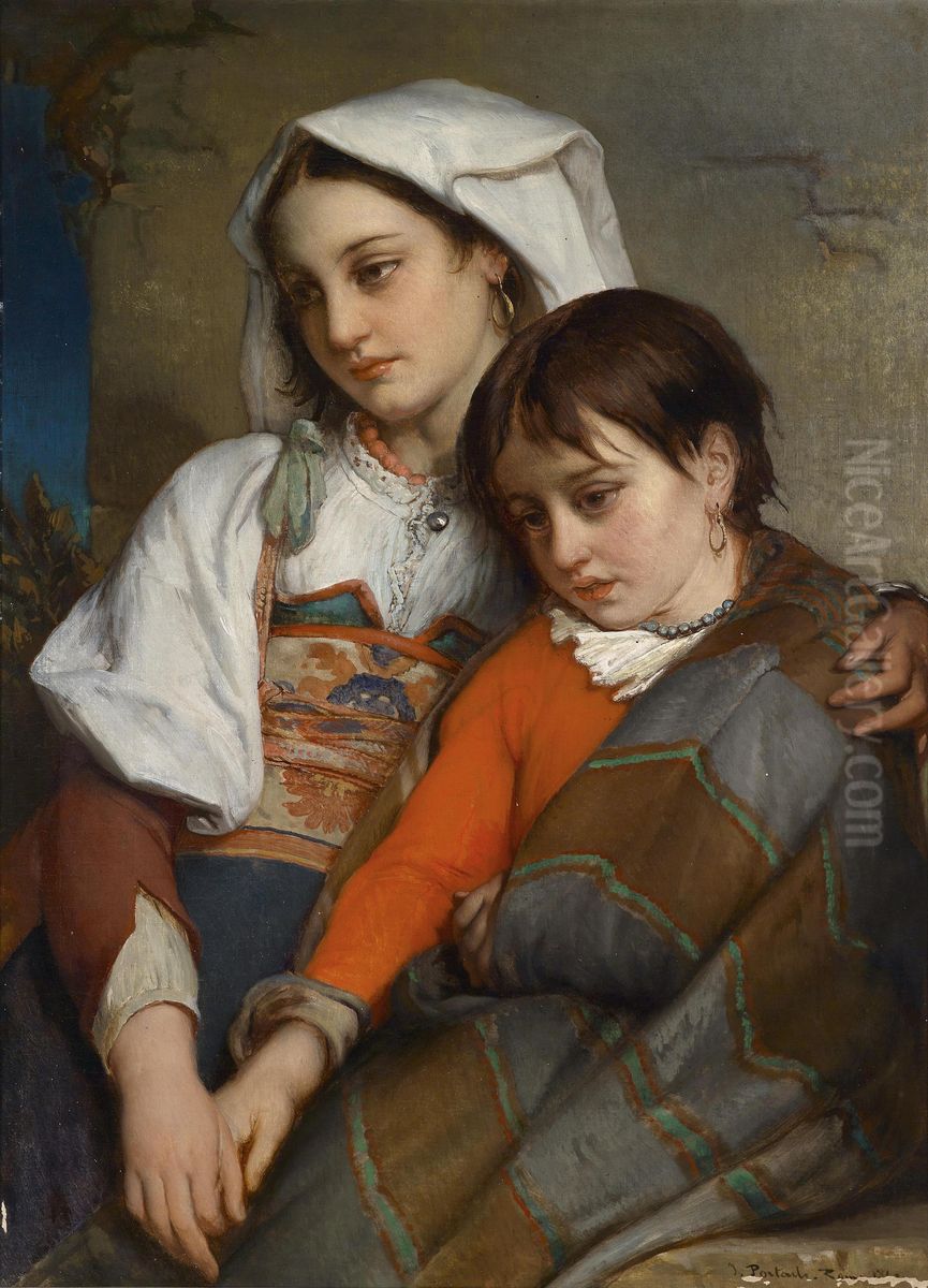 Sisters Oil Painting by Jean-Francois Portaels