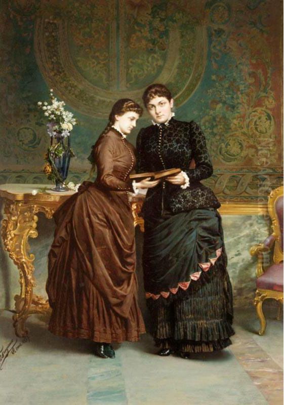 Portrait Of Louisa And Aline Bruce Of Dyffryn St Nicholas Oil Painting by Salvatore Frangiamore
