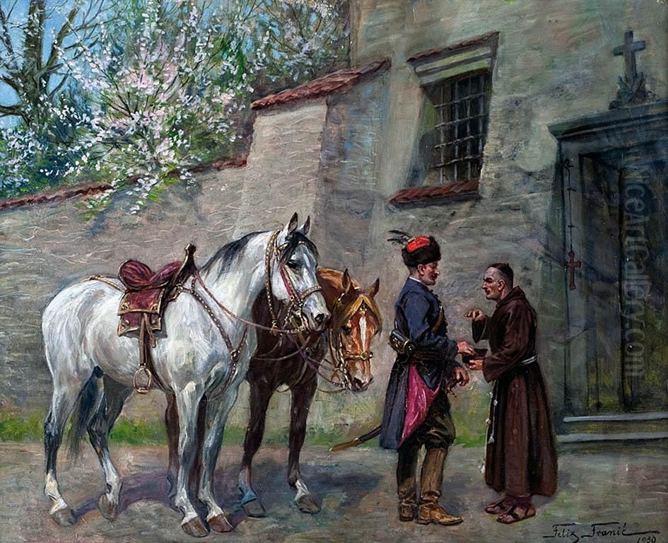 Przed Kosciolem O.o. Reformatow W Krakowie Oil Painting by Feliks Franic