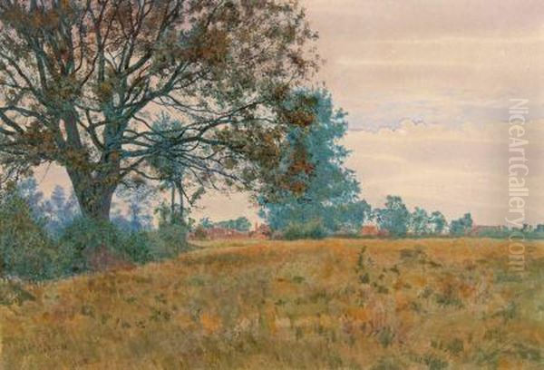 A NorfolkVillage Oil Painting by William Fraser Garden