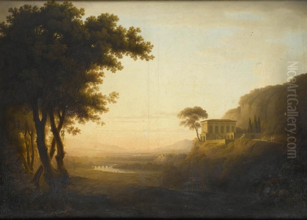 Landscape In The Roman Campagna Oil Painting by Robert Freebairn